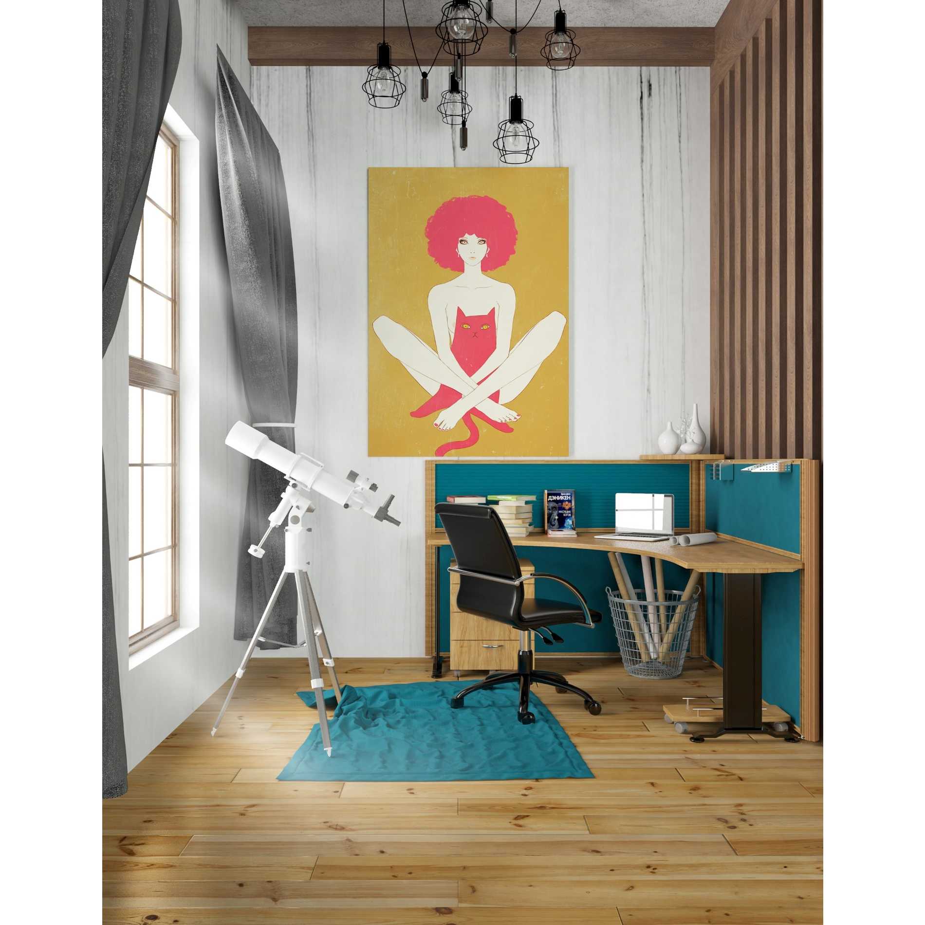 'Pinkcat' by Sai Tamiya, Canvas Wall Art,26 x 40