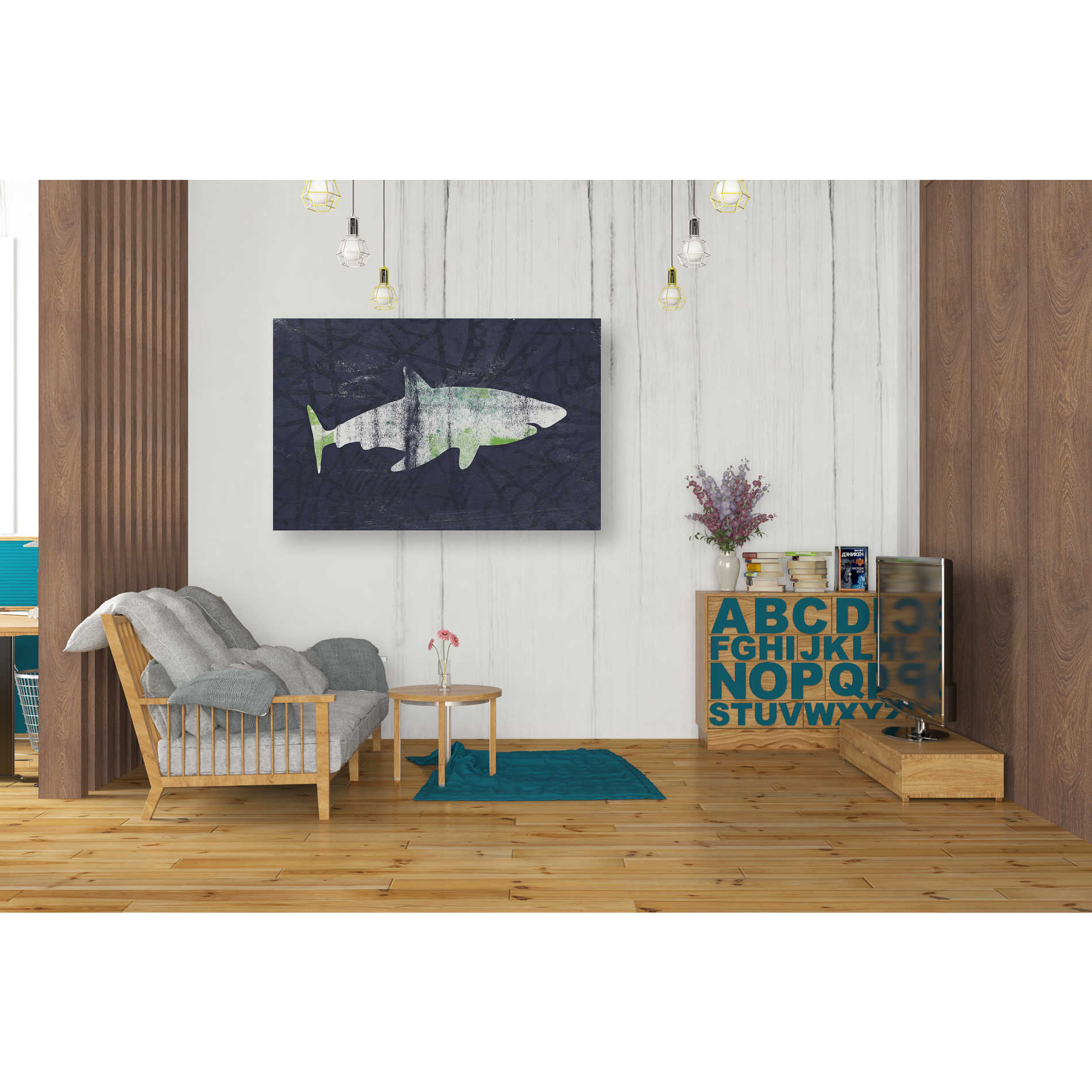 'Shark I' by Linda Woods, Canvas Wall Art,26 x 40