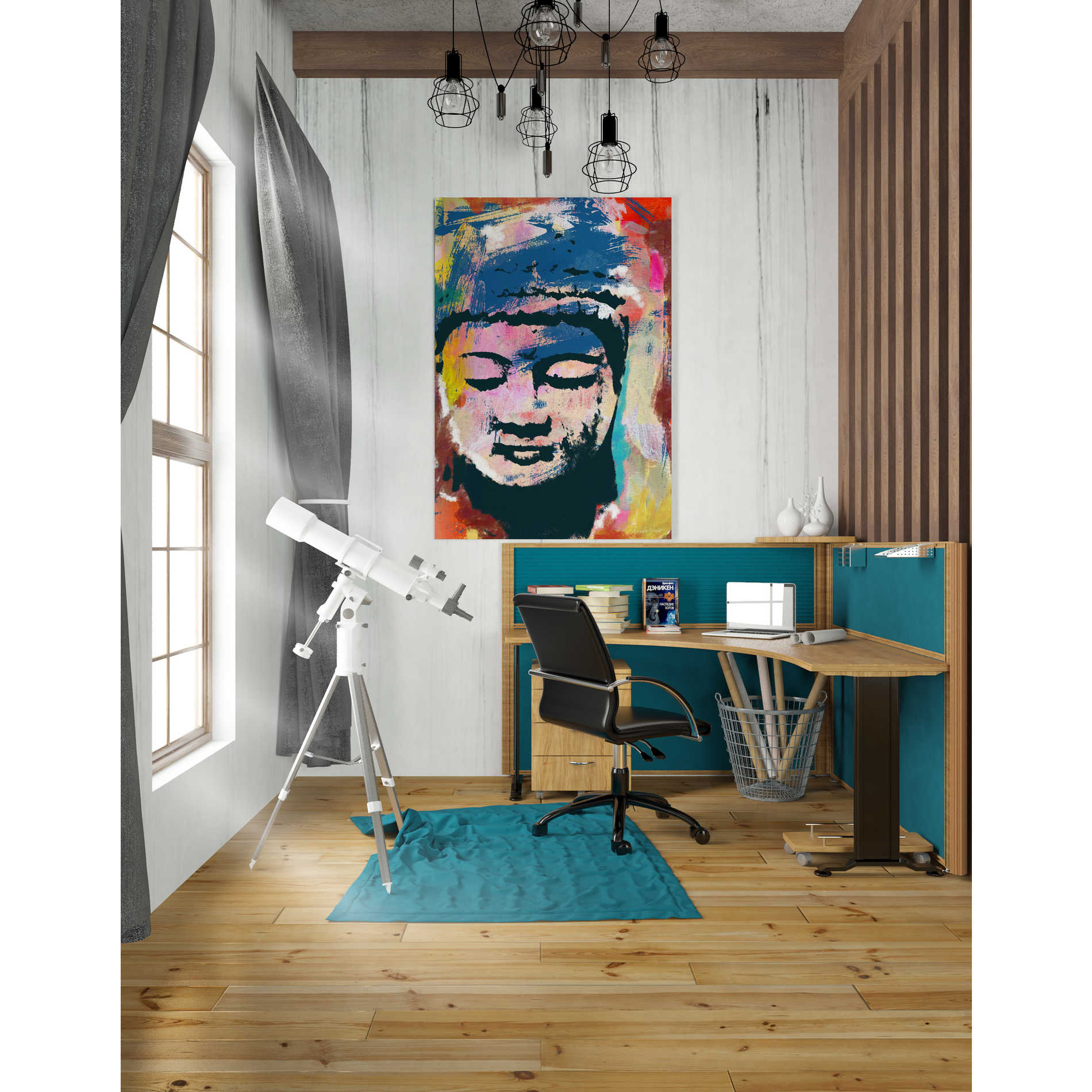 'Painted Buddha' by Linda Woods, Canvas Wall Art,26 x 40