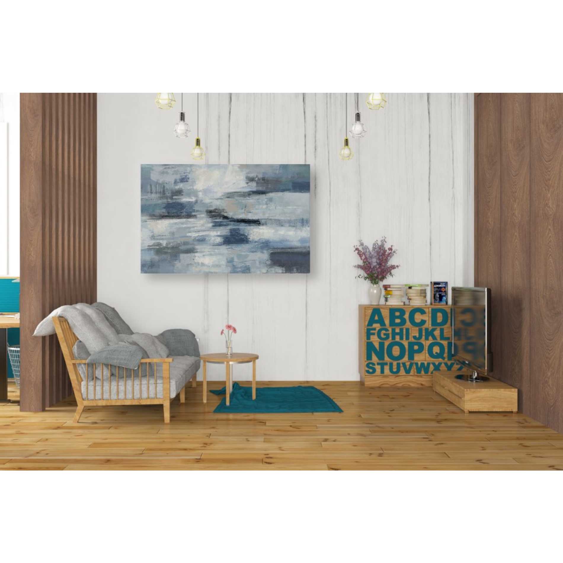 'Clear Water Indigo and Gray' by Silvia Vassileva, Canvas Wall Art,26 x 40