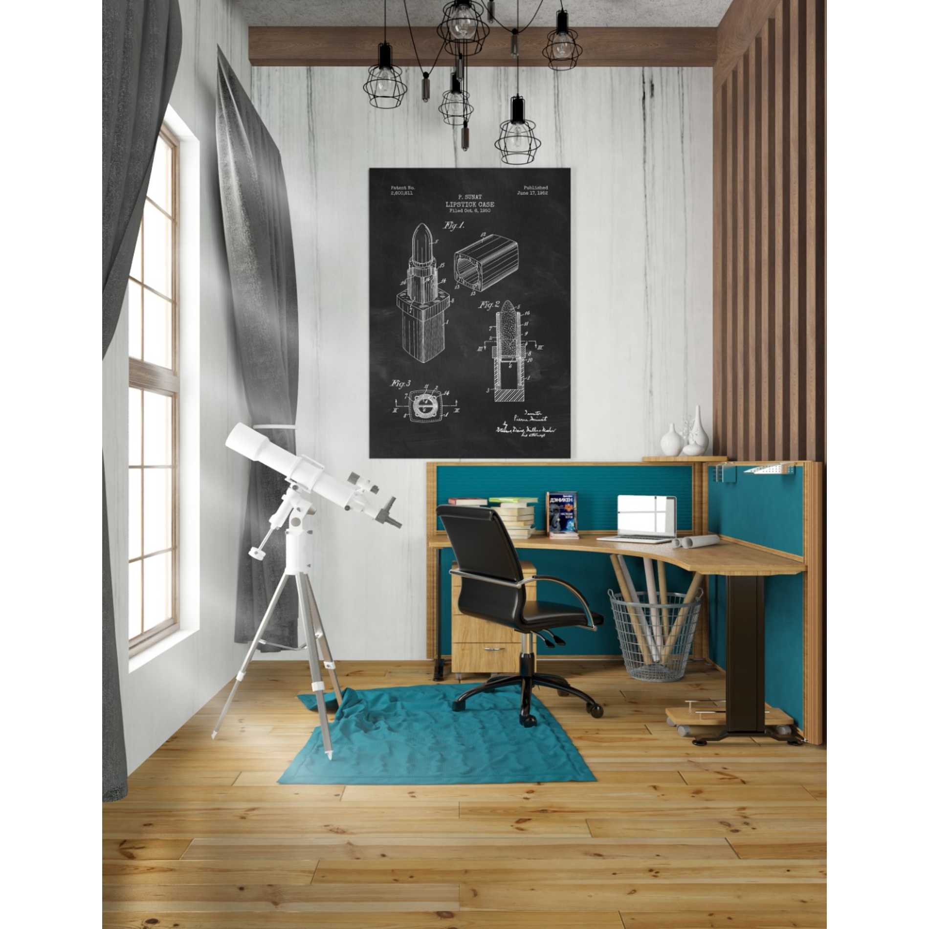 'Lipstick Case Blueprint Chalkboard Patent' Canvas Wall Art,26 x 40