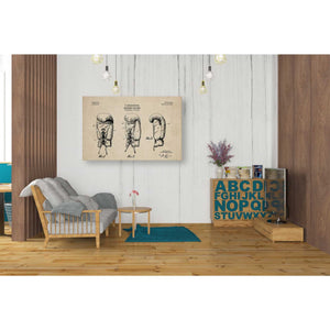 'Boxing Glove, 1925 Blueprint Parchment Patent' Canvas Wall Art,26 x 40
