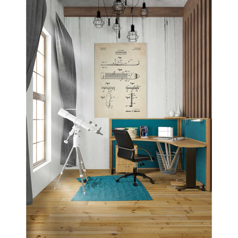 Image of 'Snowboard, 1969 Blueprint Parchment Patent' Canvas Wall Art,26 x 40