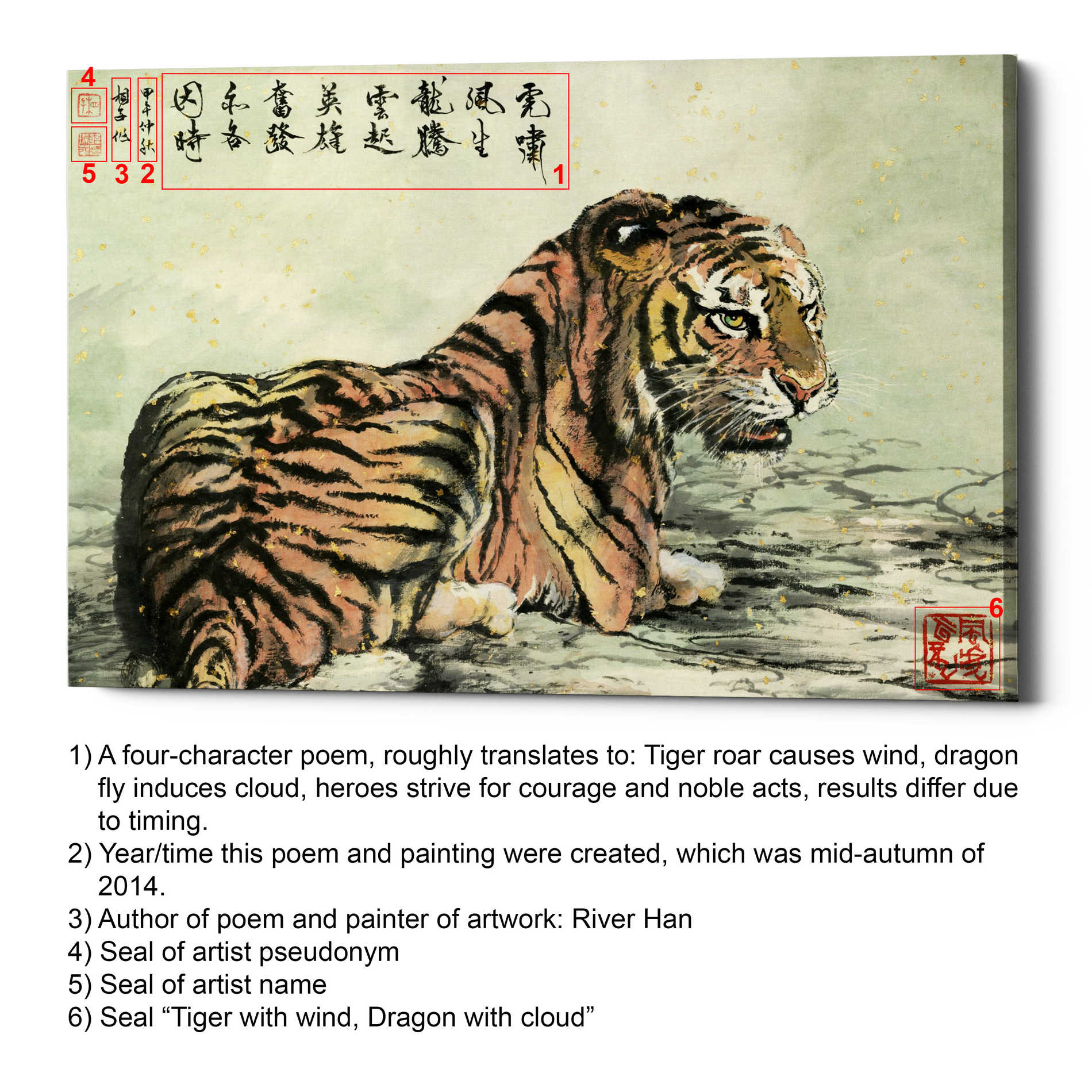 'Tiger Relaxing' by River Han, Canvas Wall Art,26 x 40