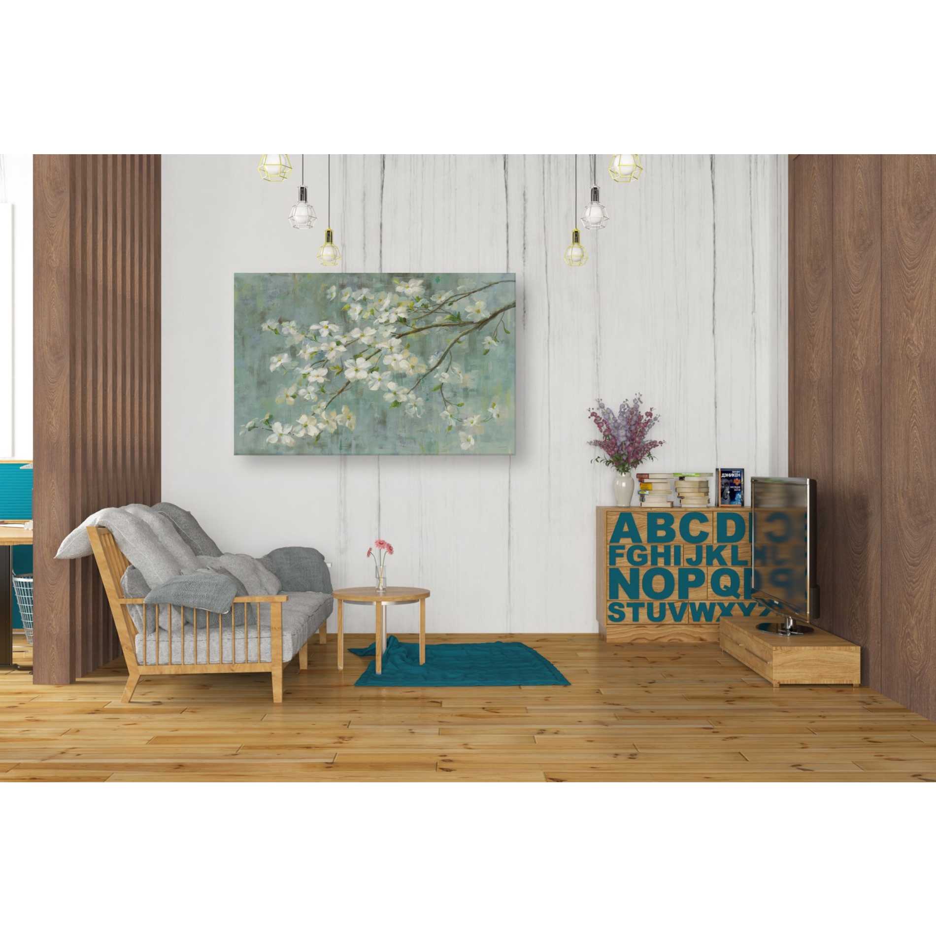 'Dogwood in Spring on Blue' by Danhui Nai, Canvas Wall Art,26 x 40