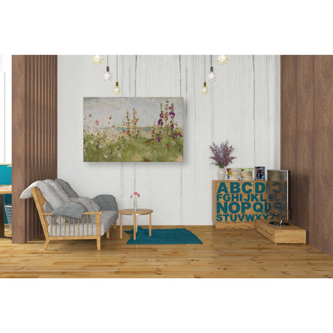 Image of 'Hollyhocks by the Sea' by Cheri Blum, Canvas Wall Art,26 x 40