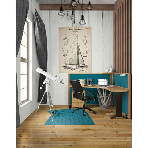 Image of 'Sailboat Vintage Patent Blueprint' Canvas Wall Art,26 x 40