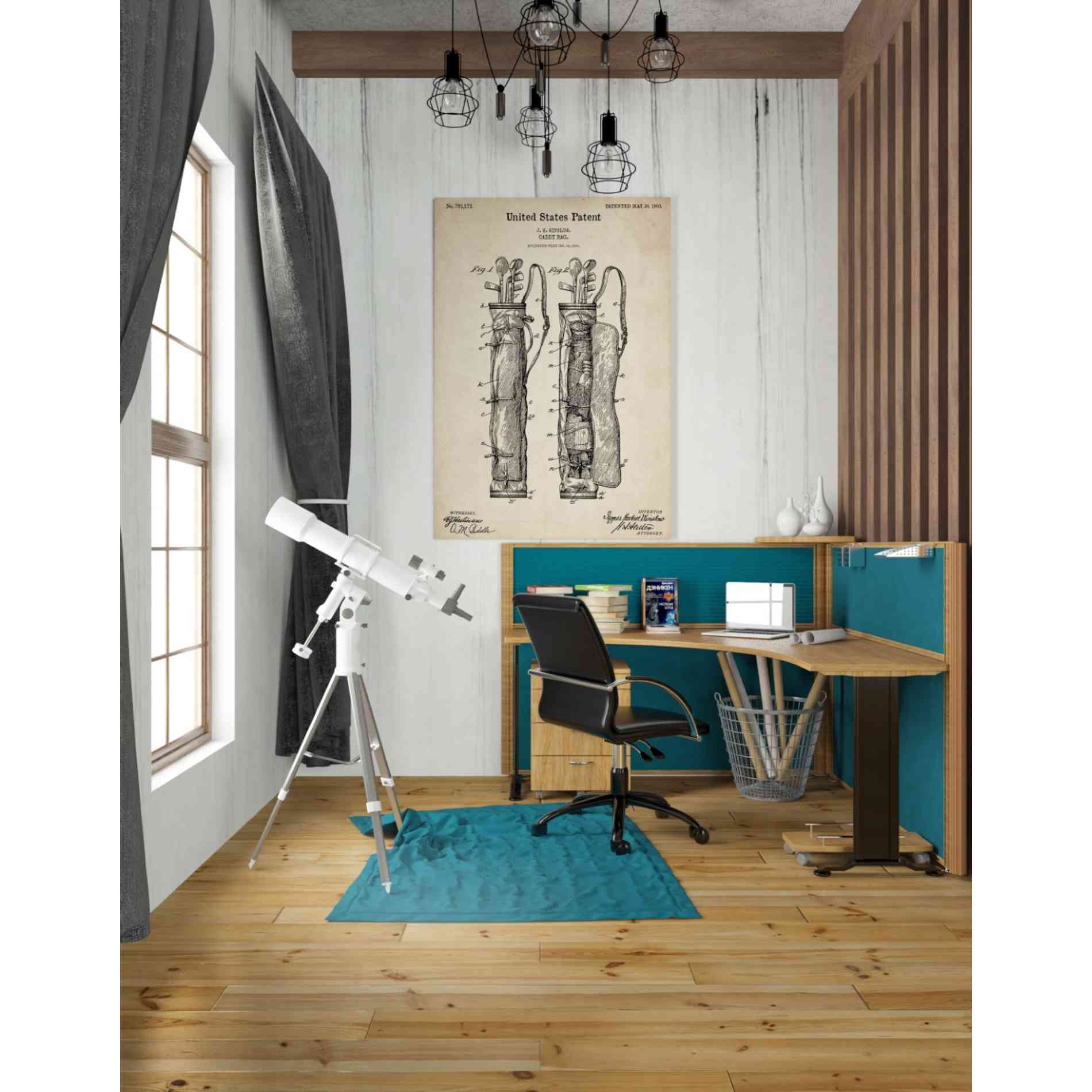 'Golf Bag Caddy Vintage Patent Blueprint' Canvas Wall Art,26 x 40