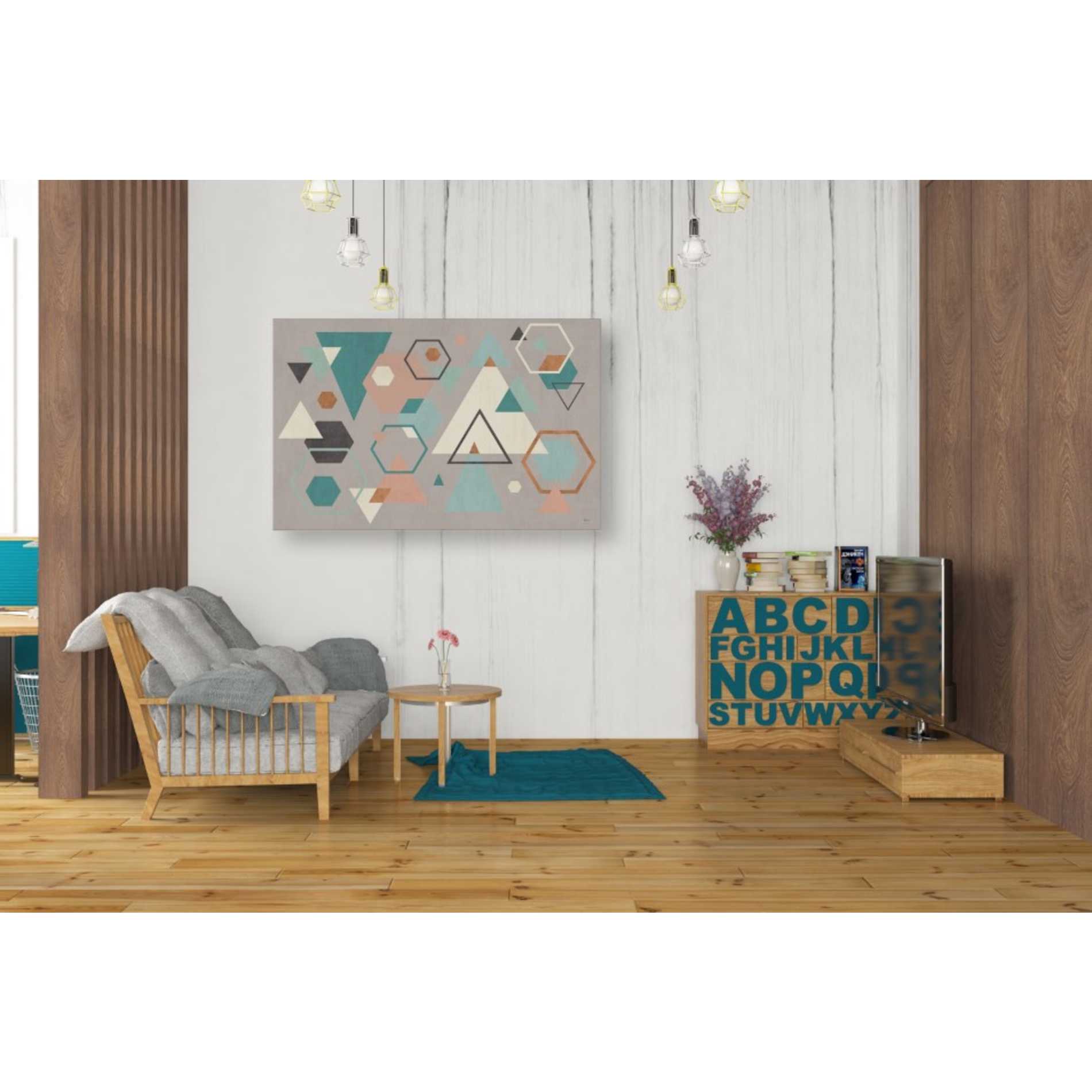 'Abstract Geo I Gray' by Veronique Charron, Canvas Wall Art,40 x 26