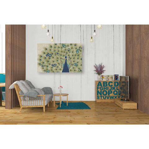 Image of 'Peacock Paradise II' by Veronique Charron, Canvas Wall Art,40 x 26