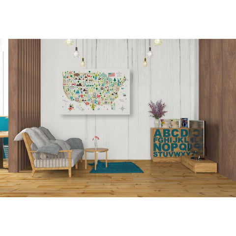 Image of 'Illustrated USA' by Michael Mullan, Canvas Wall Art,40 x 26