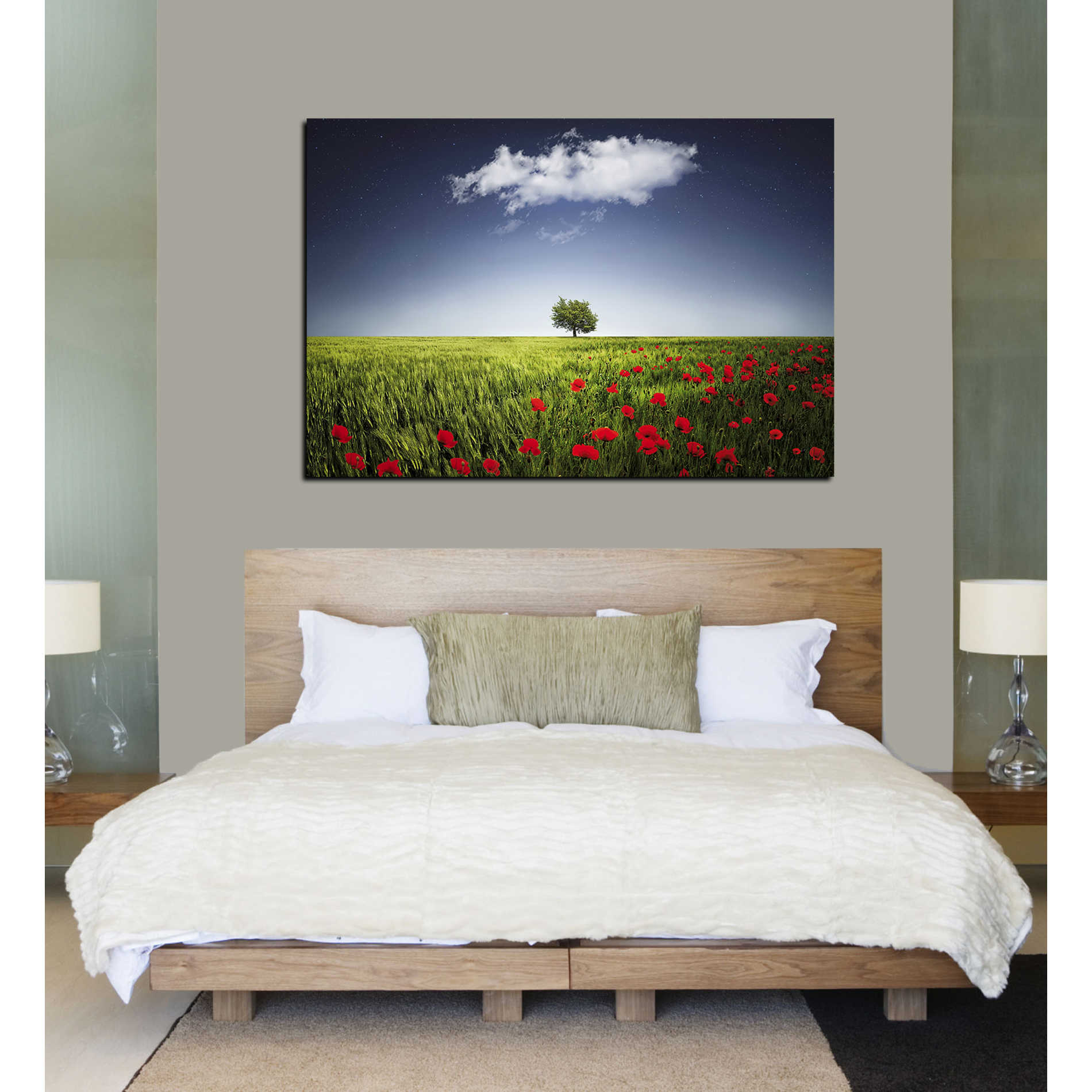 'Lone Tree in a Poppy Field' Canvas Wall Art,26 x 40