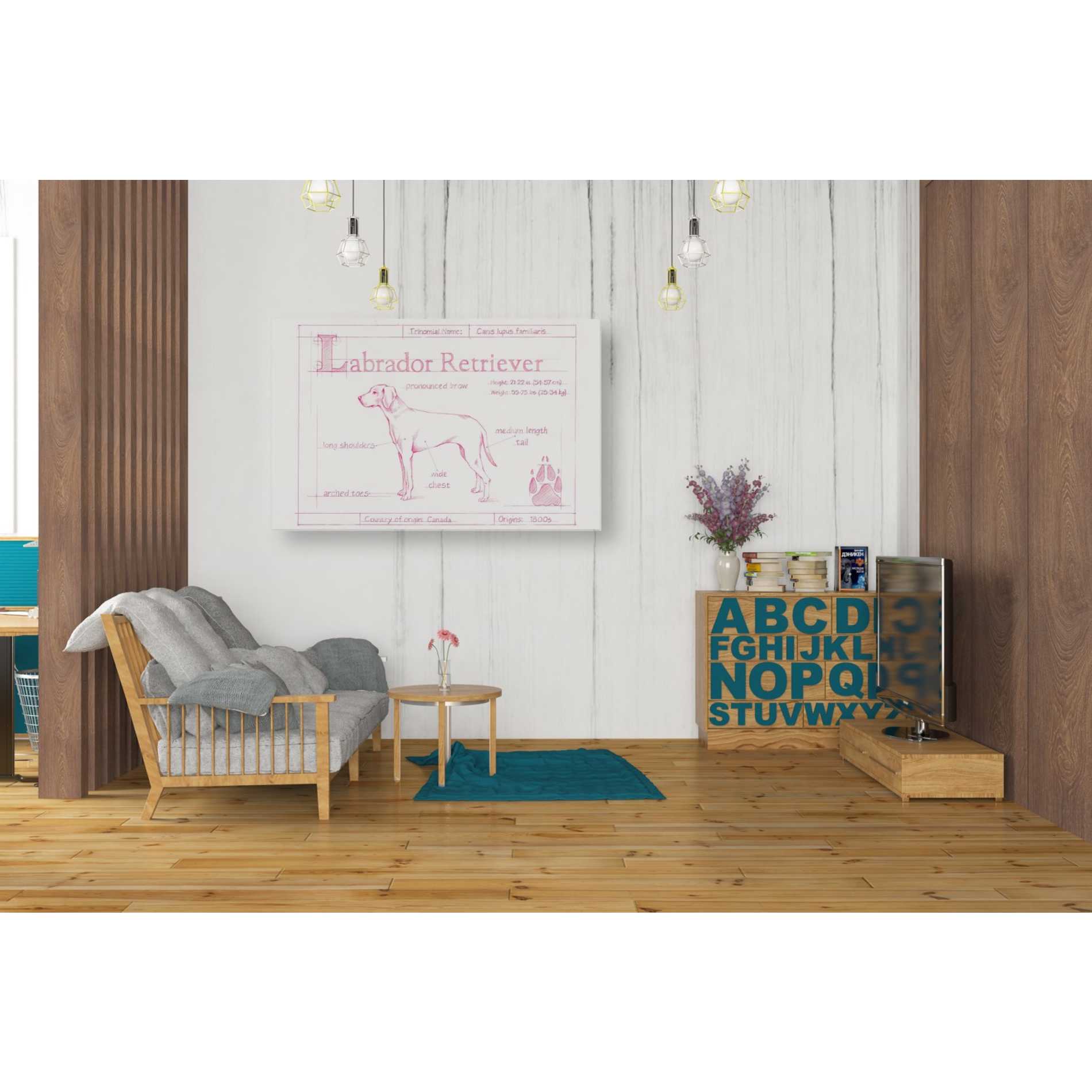 'Blueprint Labrador Retriever in Pink' by Ethan Harper Canvas Wall Art,40 x 26