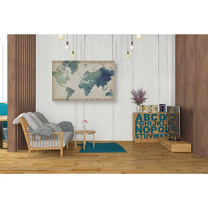 'Watercolor World Map' by Grace Popp Canvas Wall Art,40 x 26
