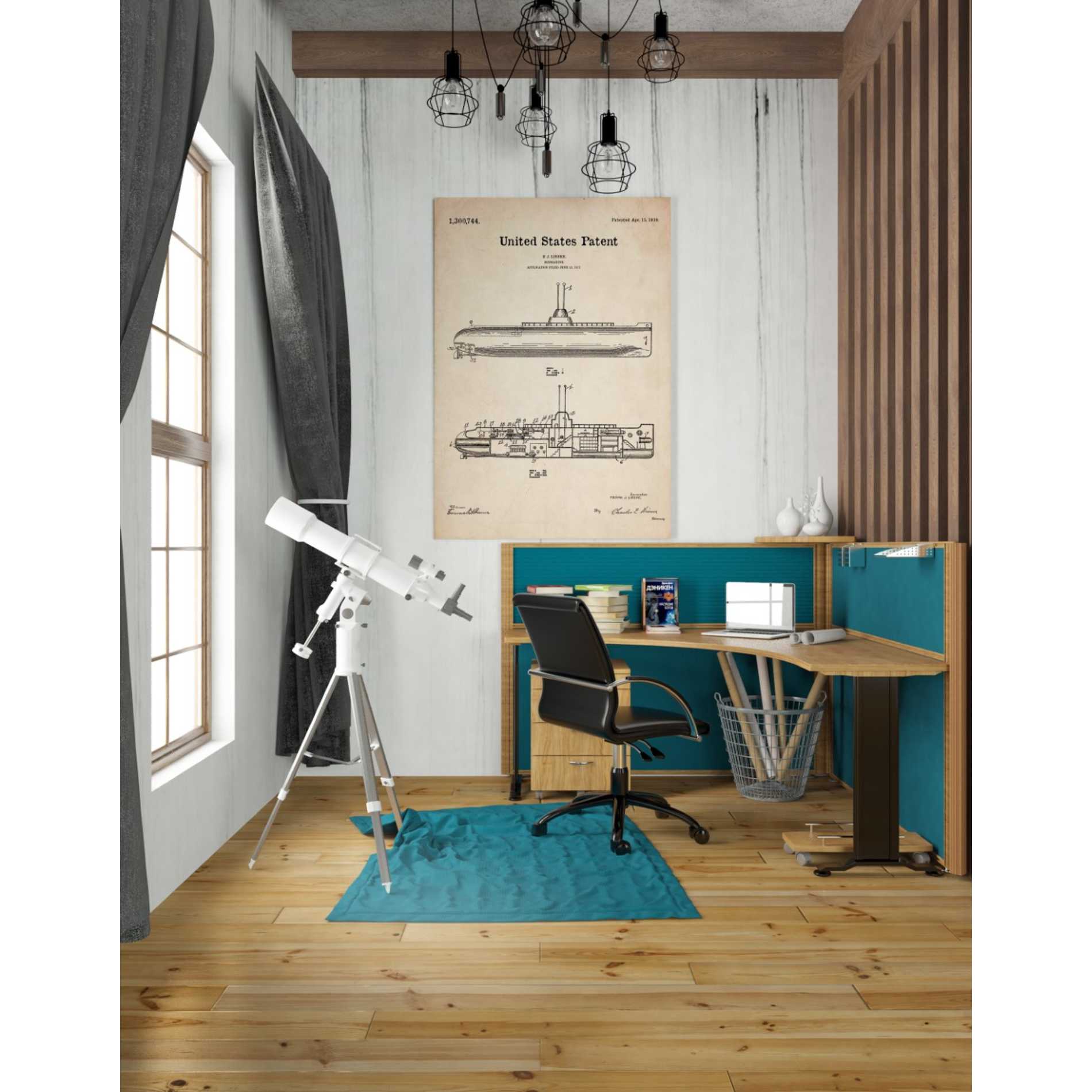'Submarine Blueprint Patent Parchment' Canvas Wall Art,26 x 40