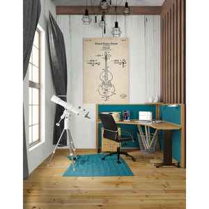 'Violin Blueprint Patent Parchment' Canvas Wall Art,26 x 40