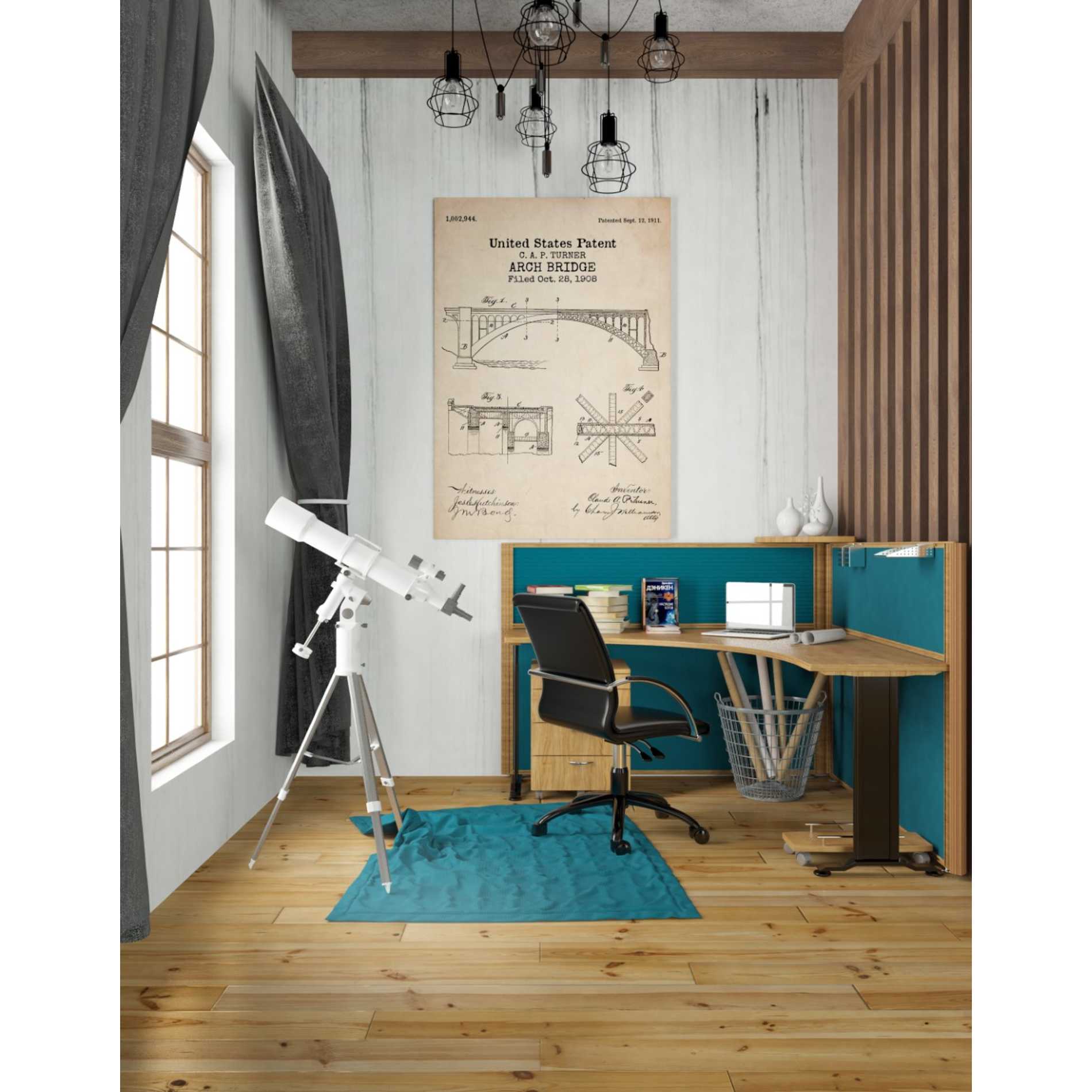 'Arch Bridge Blueprint Patent Parchment' Canvas Wall Art,26 x 40