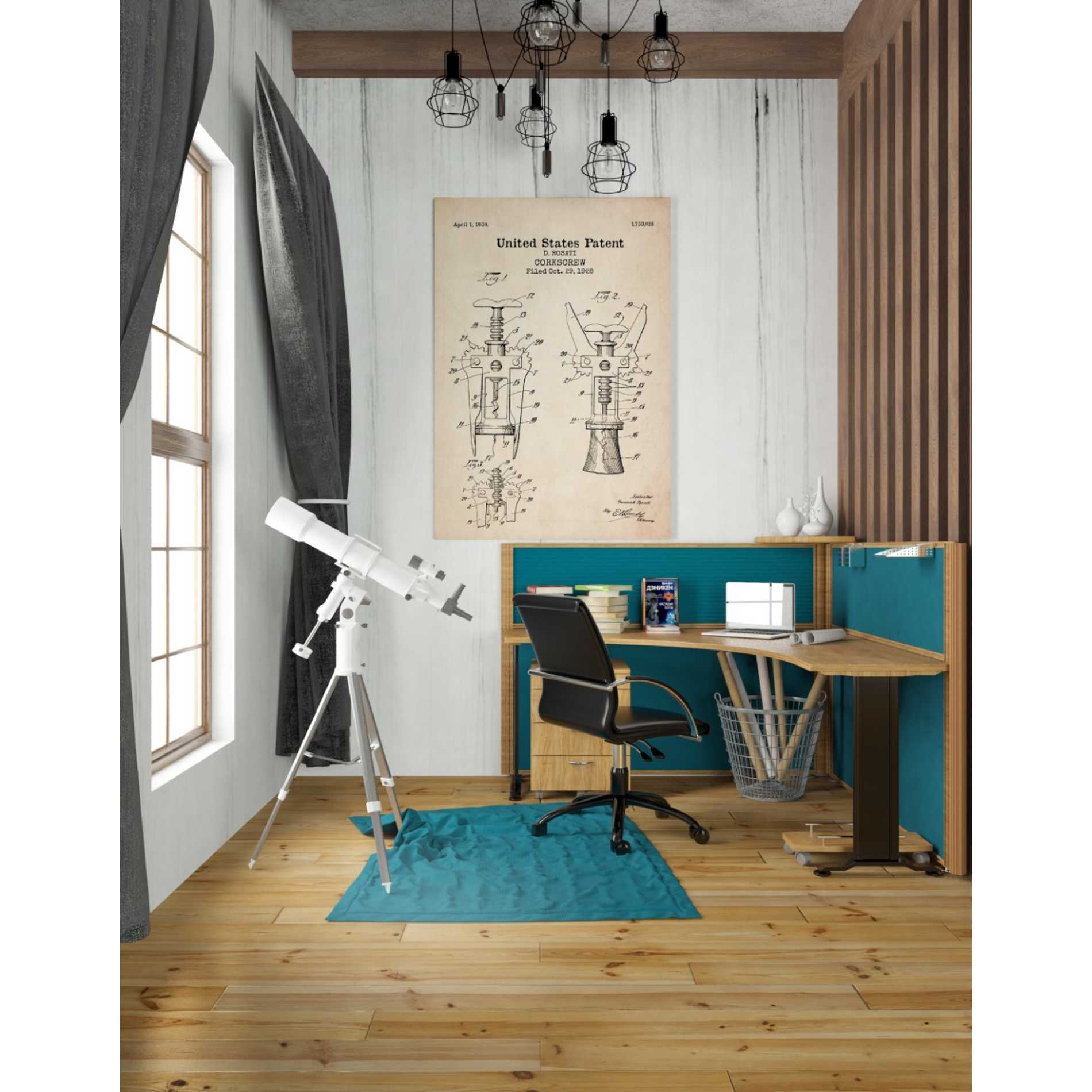 'Corkscrew Blueprint Patent Parchment' Canvas Wall Art,26 x 40