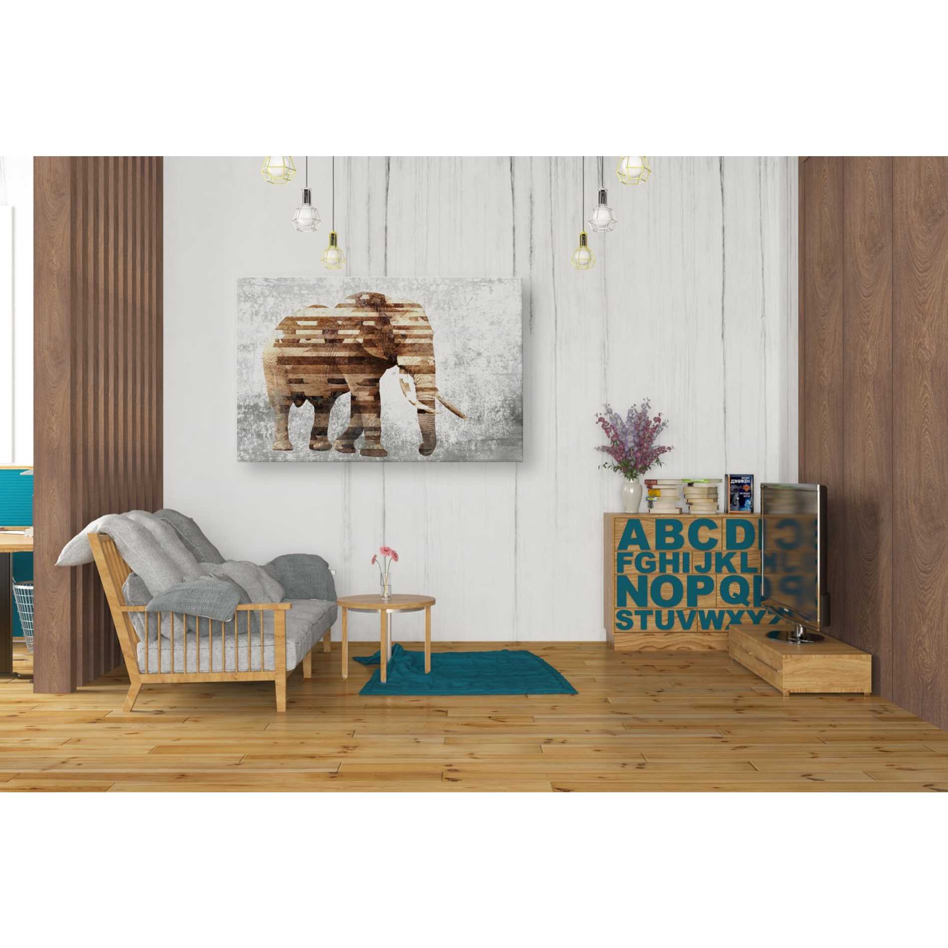 'Rustic Brown Elephant' by Irena Orlov, Canvas Wall Art,40 x 26