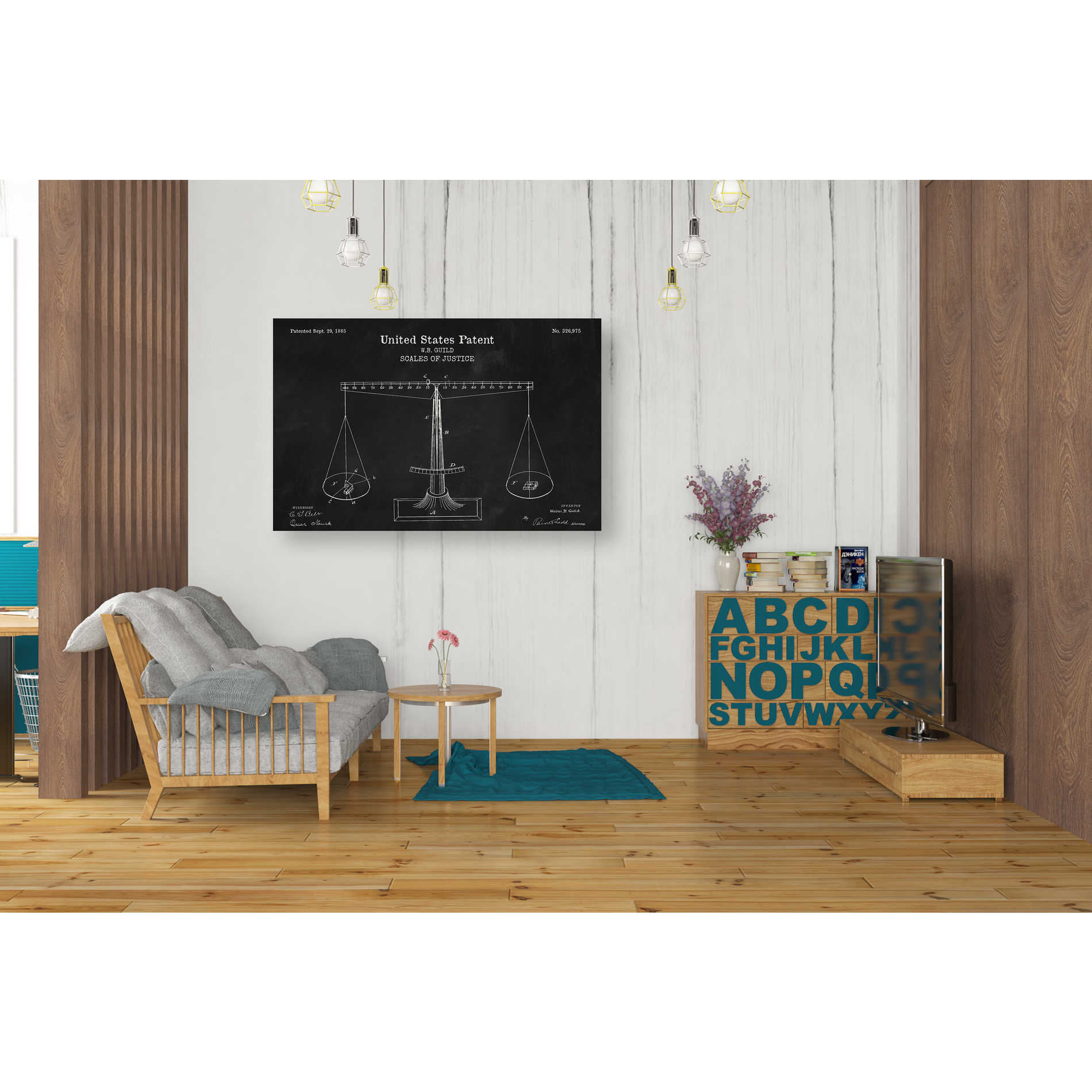 'Scales of Justice Blueprint Patent Chalkboard' Canvas Wall Art,40 x 26