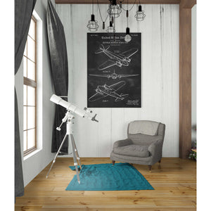 'Double Decker Airplane Blueprint Patent Chalkboard' Canvas Wall Art,26 x 40