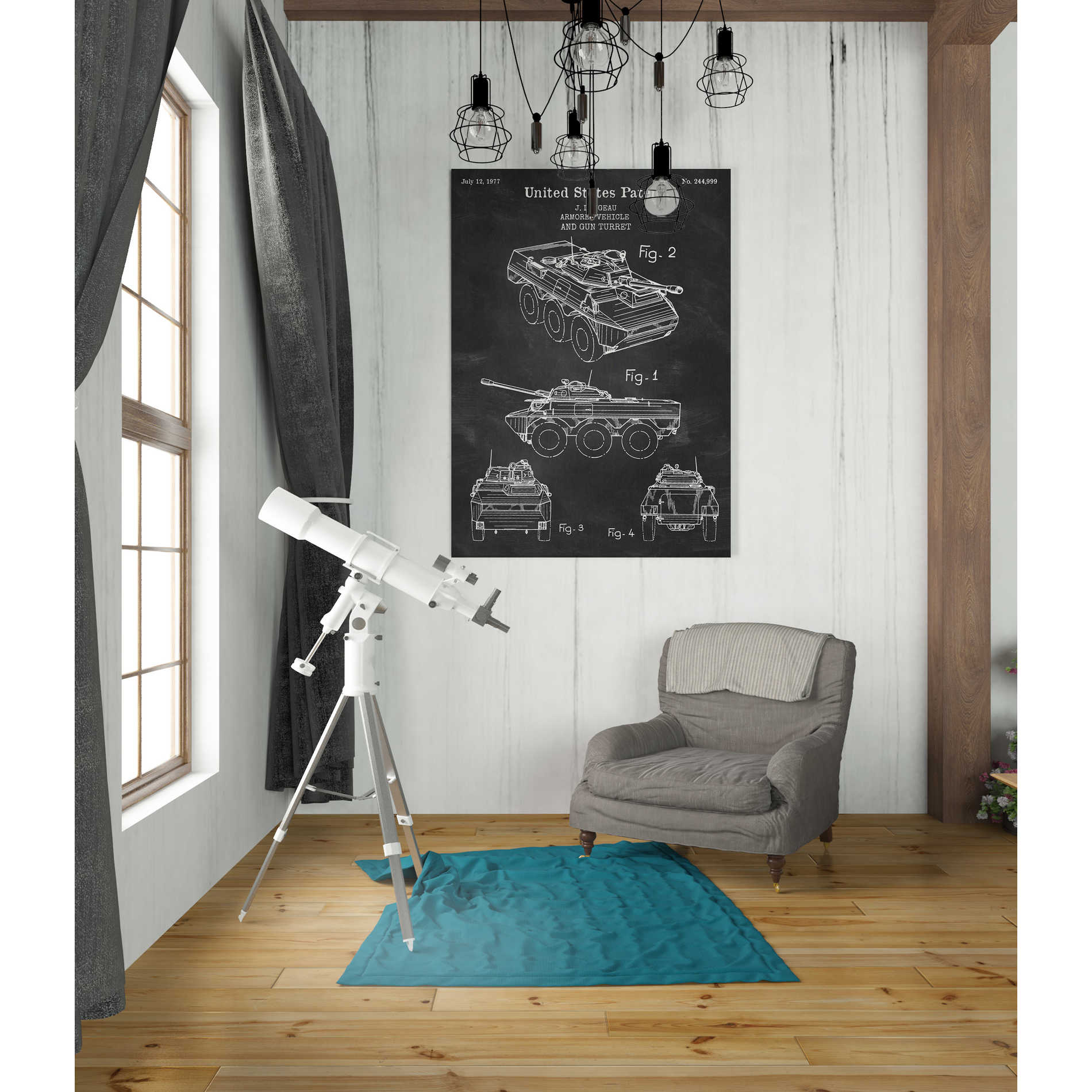 'Armored Vehicle Blueprint Patent Chalkboard' Canvas Wall Art,26 x 40