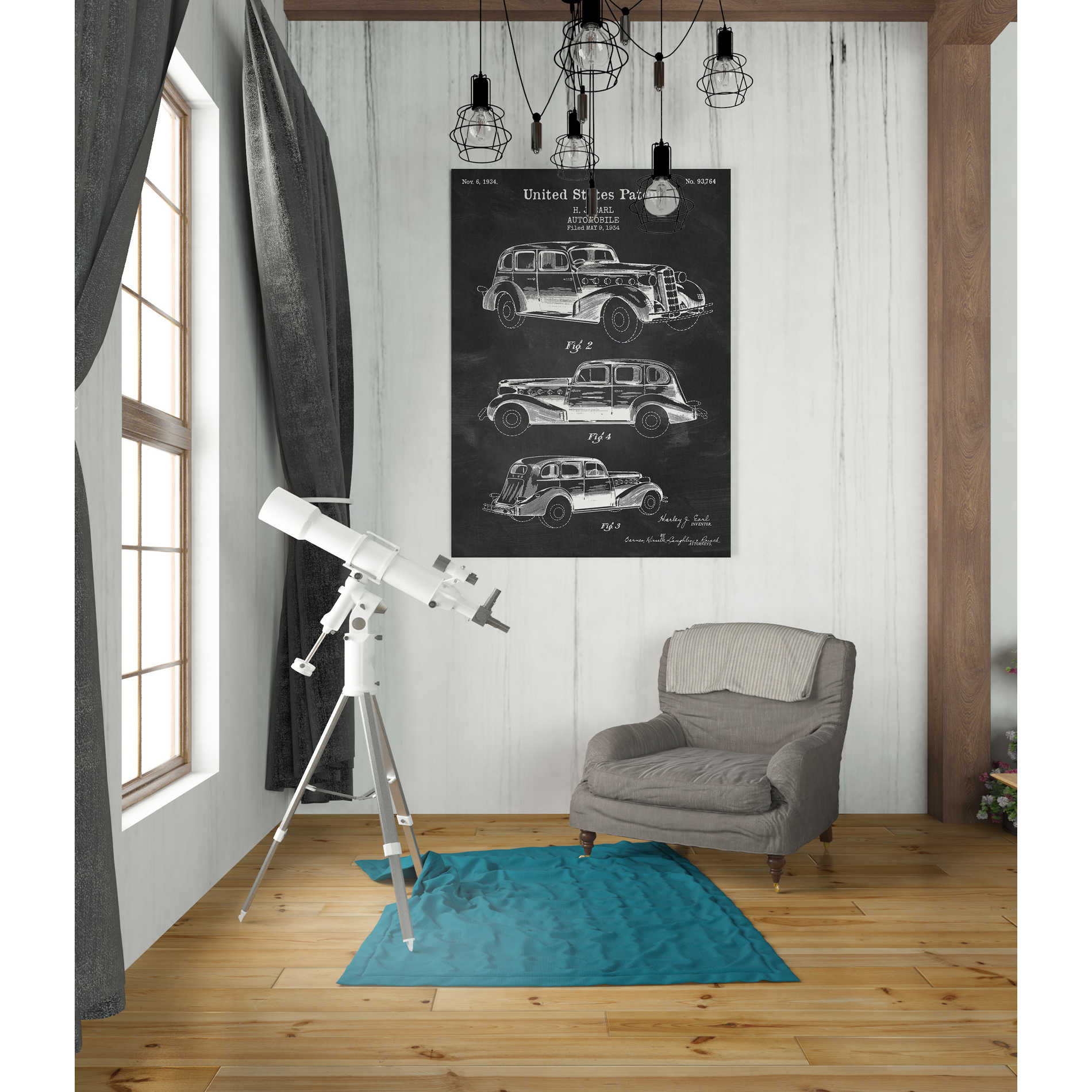 'Luxury Automobile Blueprint Patent Chalkboard' Canvas Wall Art,26 x 40