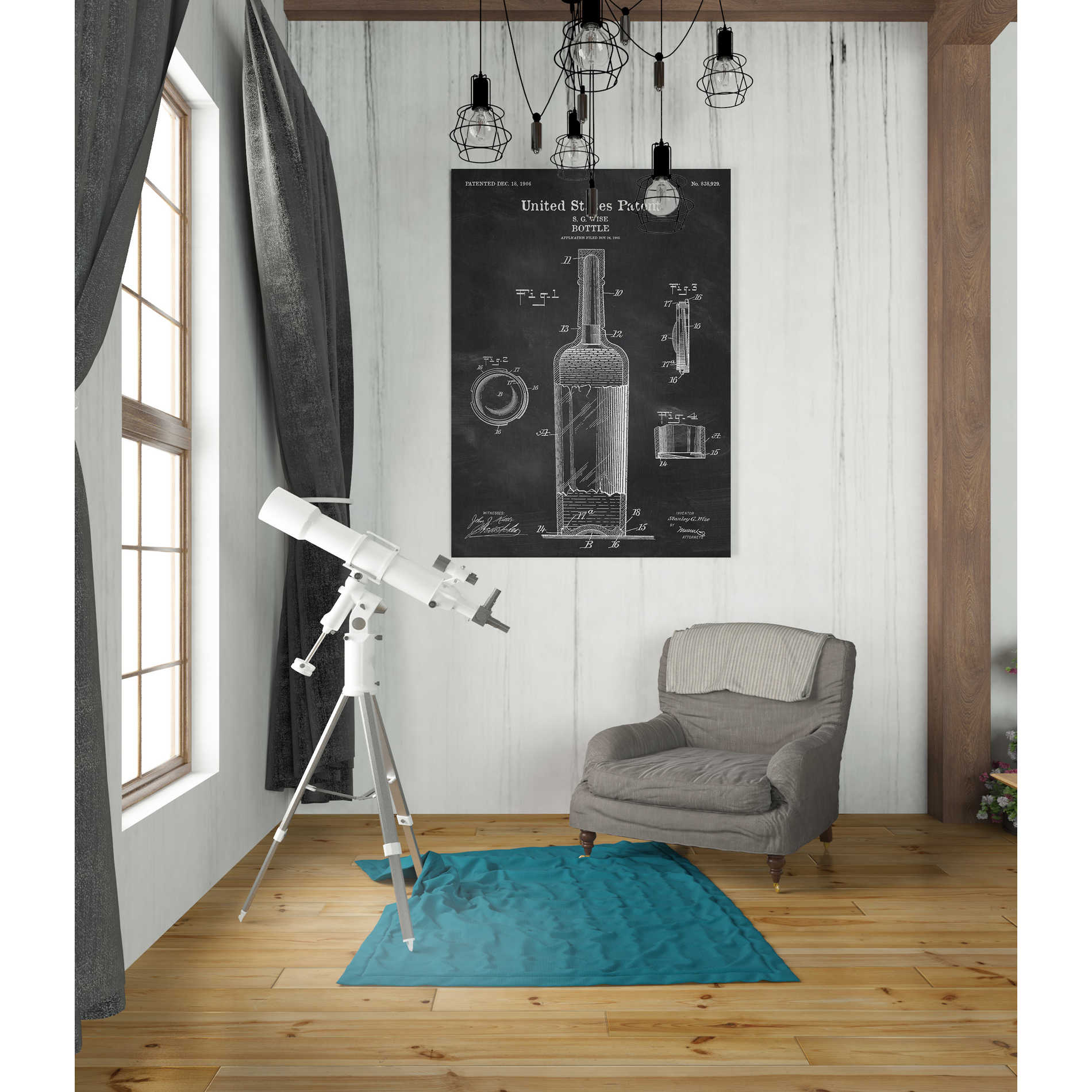 'Bottle Blueprint Patent Chalkboard' Canvas Wall Art,26 x 40