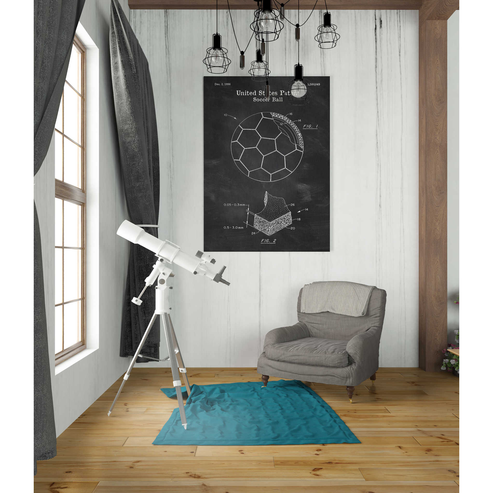 'Soccer Ball Blueprint Patent Chalkboard' Canvas Wall Art,26 x 40