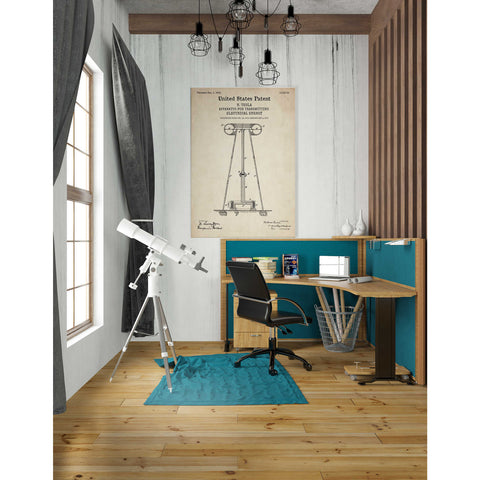 Image of 'Tesla Apparatus for Transmitting Electrical Energy Blueprint Patent Parchment' Canvas Wall Art,26 x 40