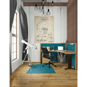 'Basketball Hoop Blueprint Patent Parchment' Canvas Wall Art,26 x 40
