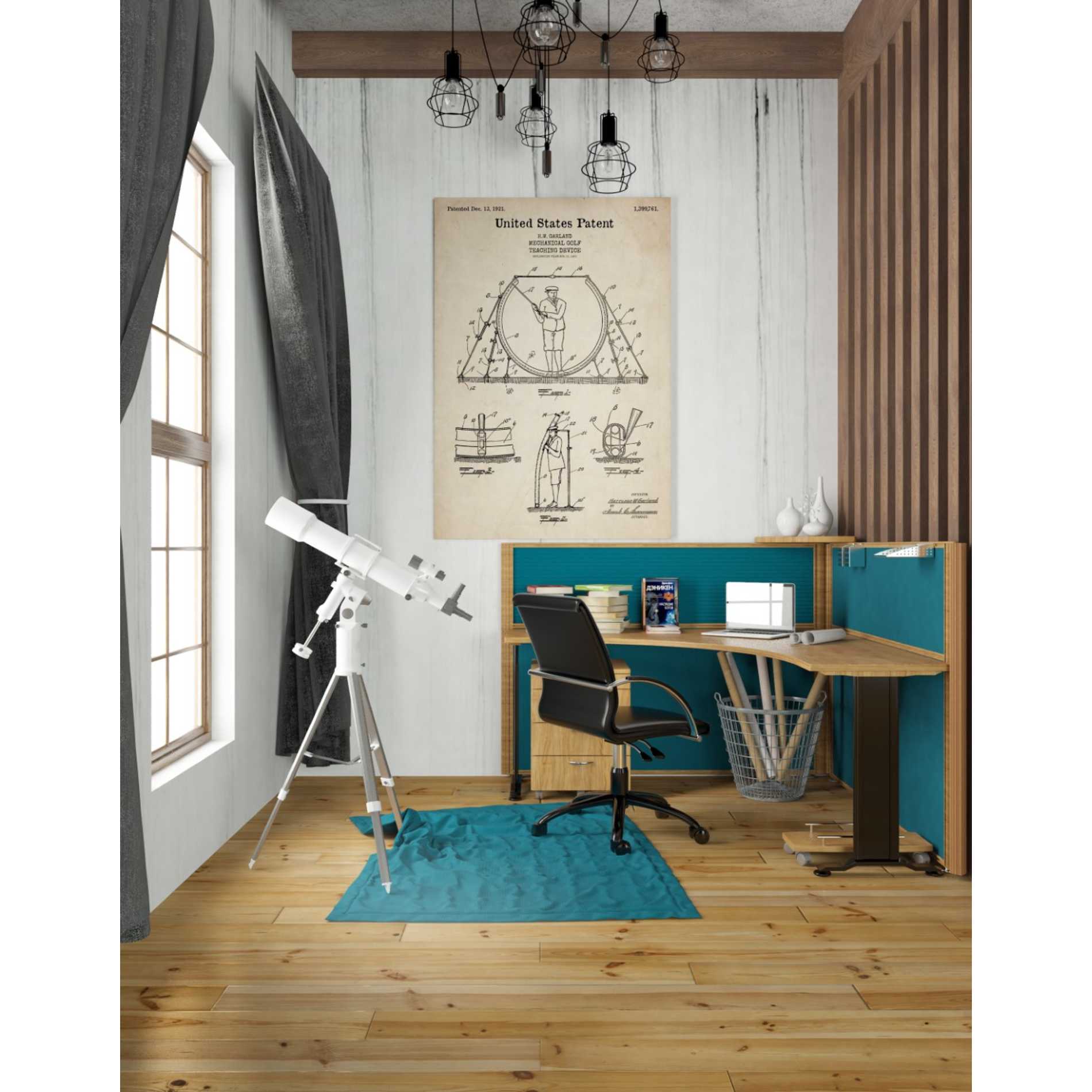 'Golf Teaching Device Blueprint Patent Parchment' Canvas Wall Art,26 x 40