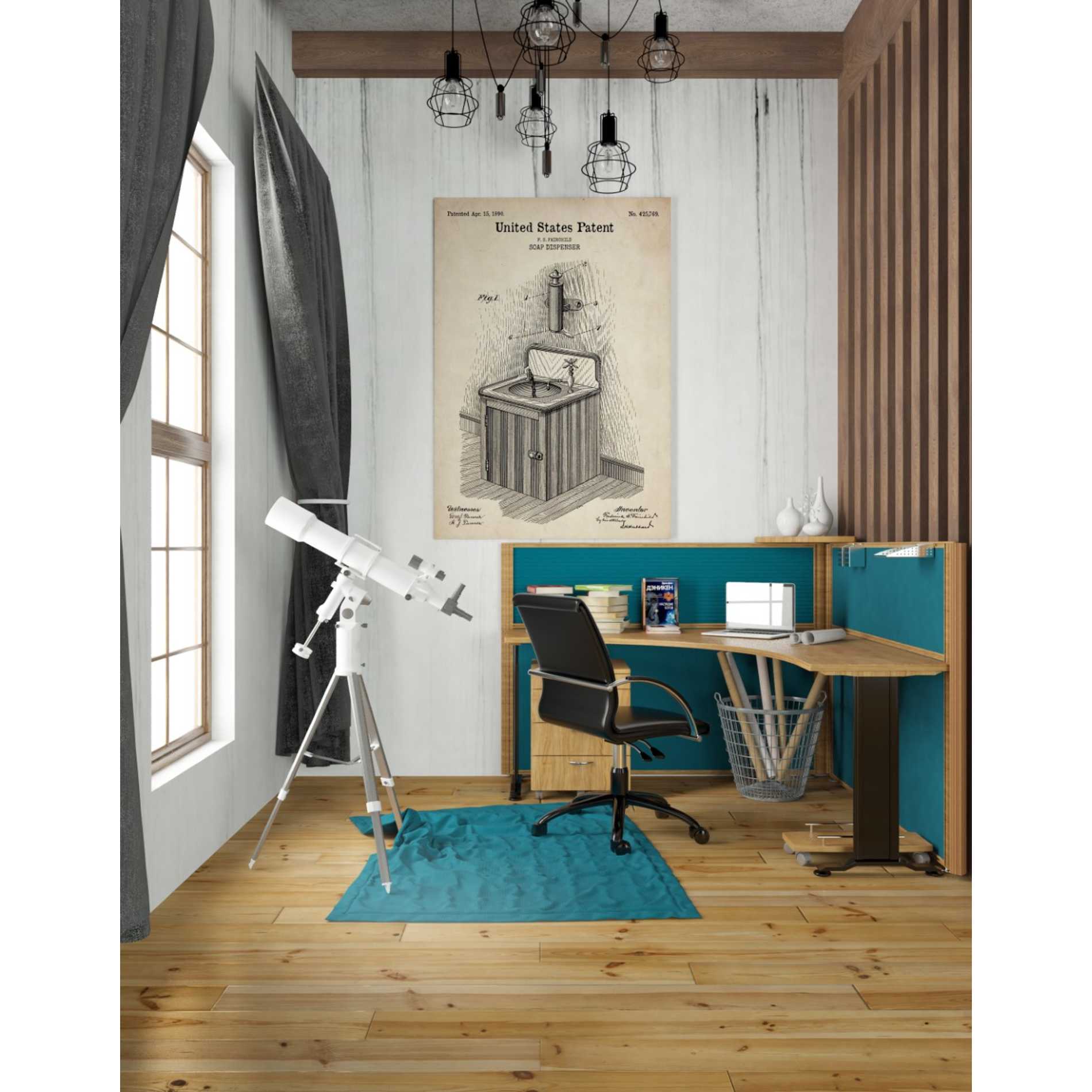'Soap_Dispenser Blueprint Patent Parchment' Canvas Wall Art,26 x 40