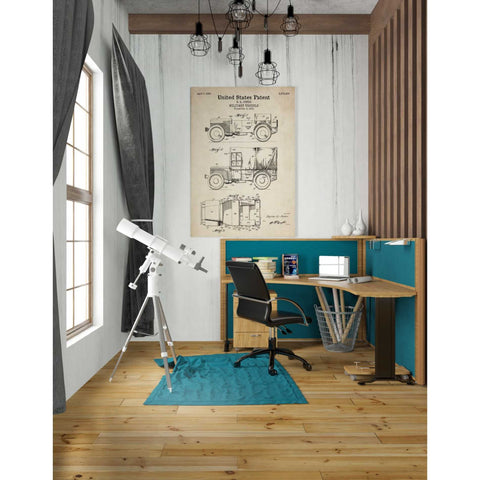 Image of 'Military Vehicle Blueprint Patent Parchment' Canvas Wall Art,26 x 40