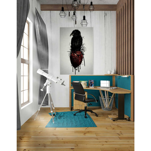 Image of "Raven and Heart Grenade" by Nicklas Gustafsson, Giclee Canvas Wall Art