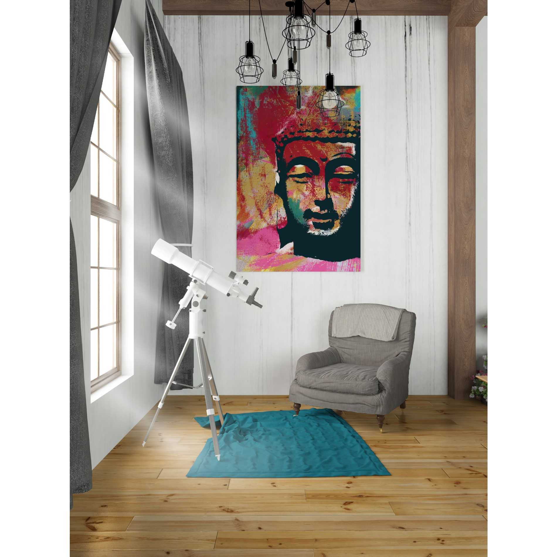 'Painted Buddha IV' by Linda Woods, Canvas Wall Art,26 x 40
