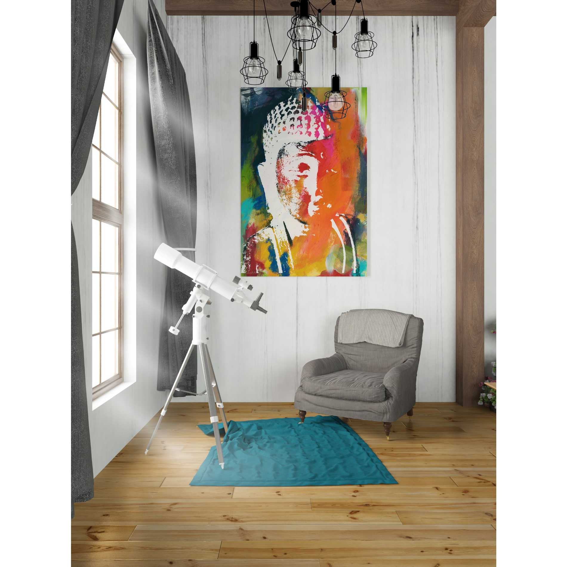 'Painted Buddha V' by Linda Woods, Canvas Wall Art,26 x 40