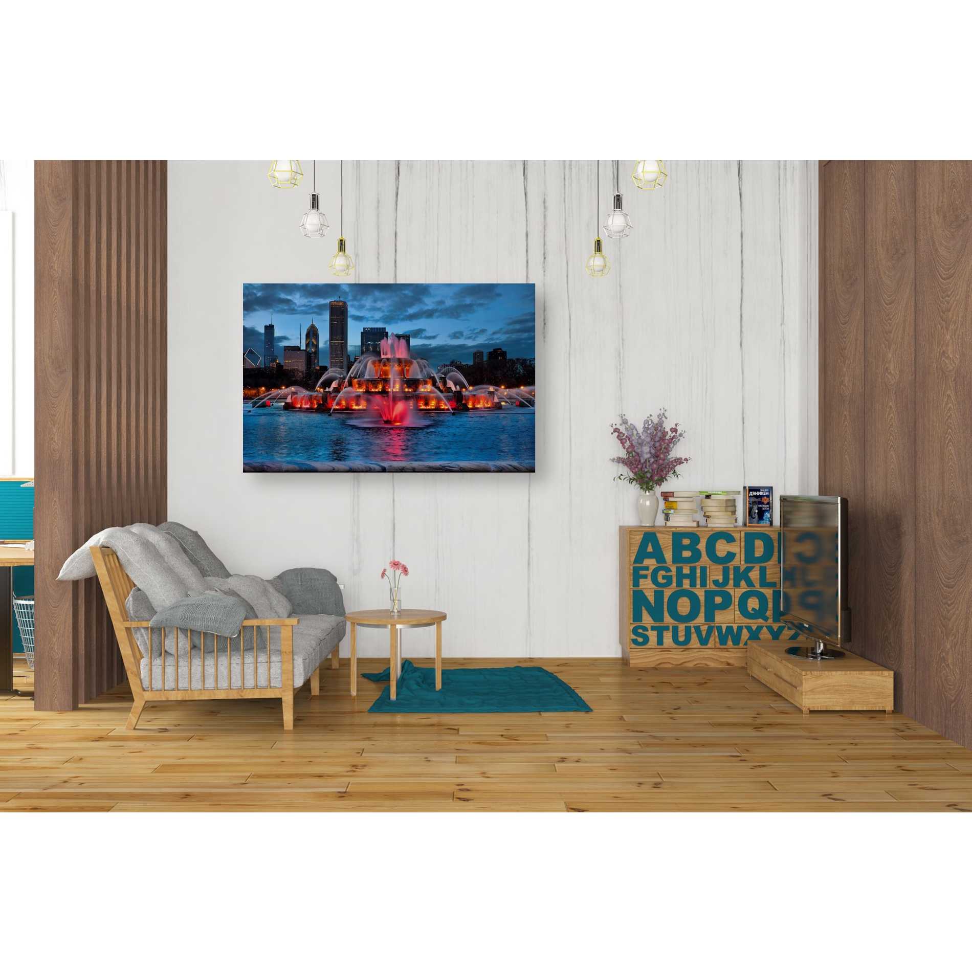 'Buckingham Fountain Lit,' Canvas Wall Art,26 x 40