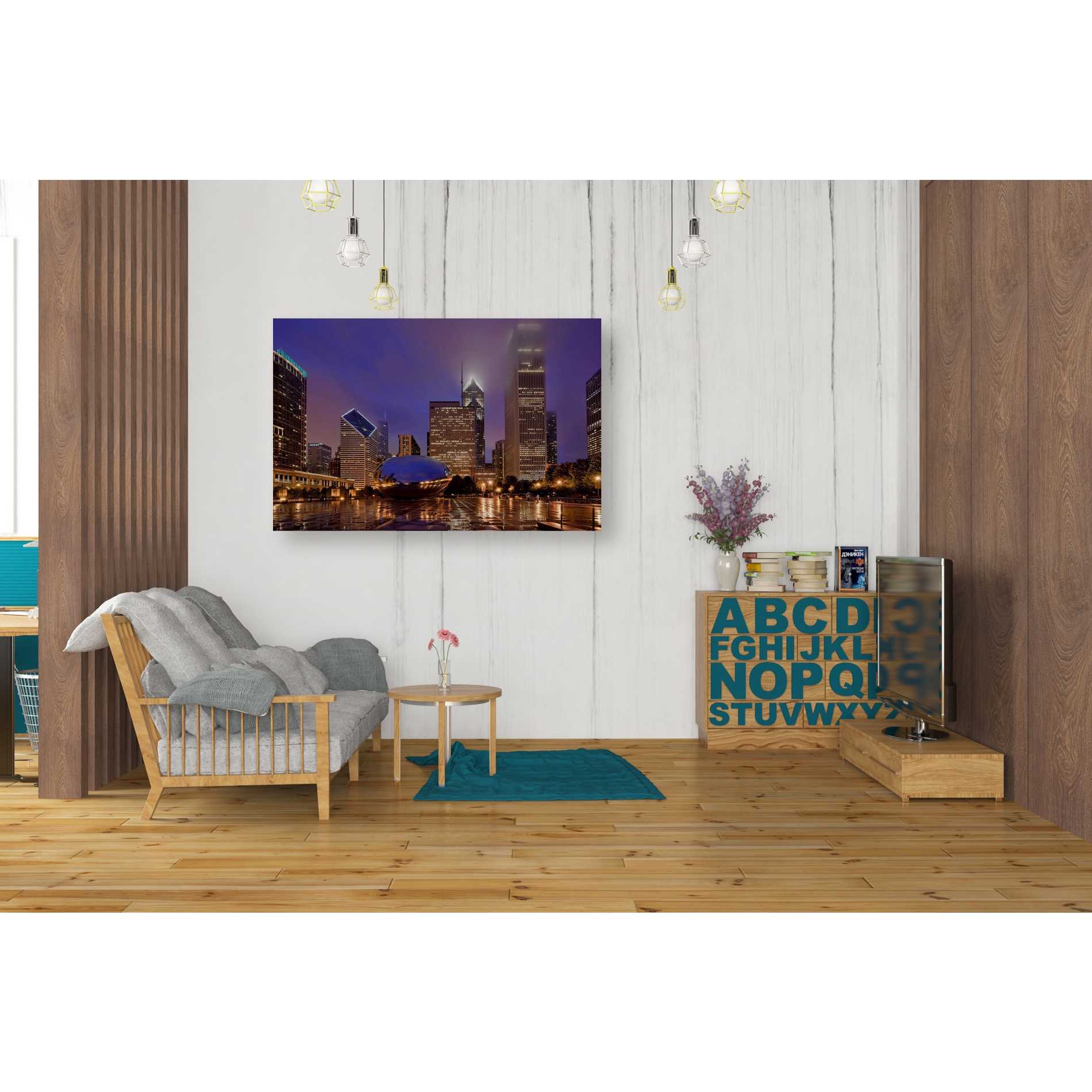 'The Bean in Autumn Rain,' Canvas Wall Art,26 x 40