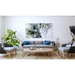 'Bald Eagle Over Cascading Waterfalls' by River Han, Canvas Wall Art,30 x 60