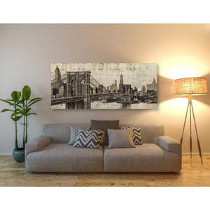 'Vintage NY Brooklyn Bridge Skyline' by Michael Mullan, Canvas Wall Art,60 x 30