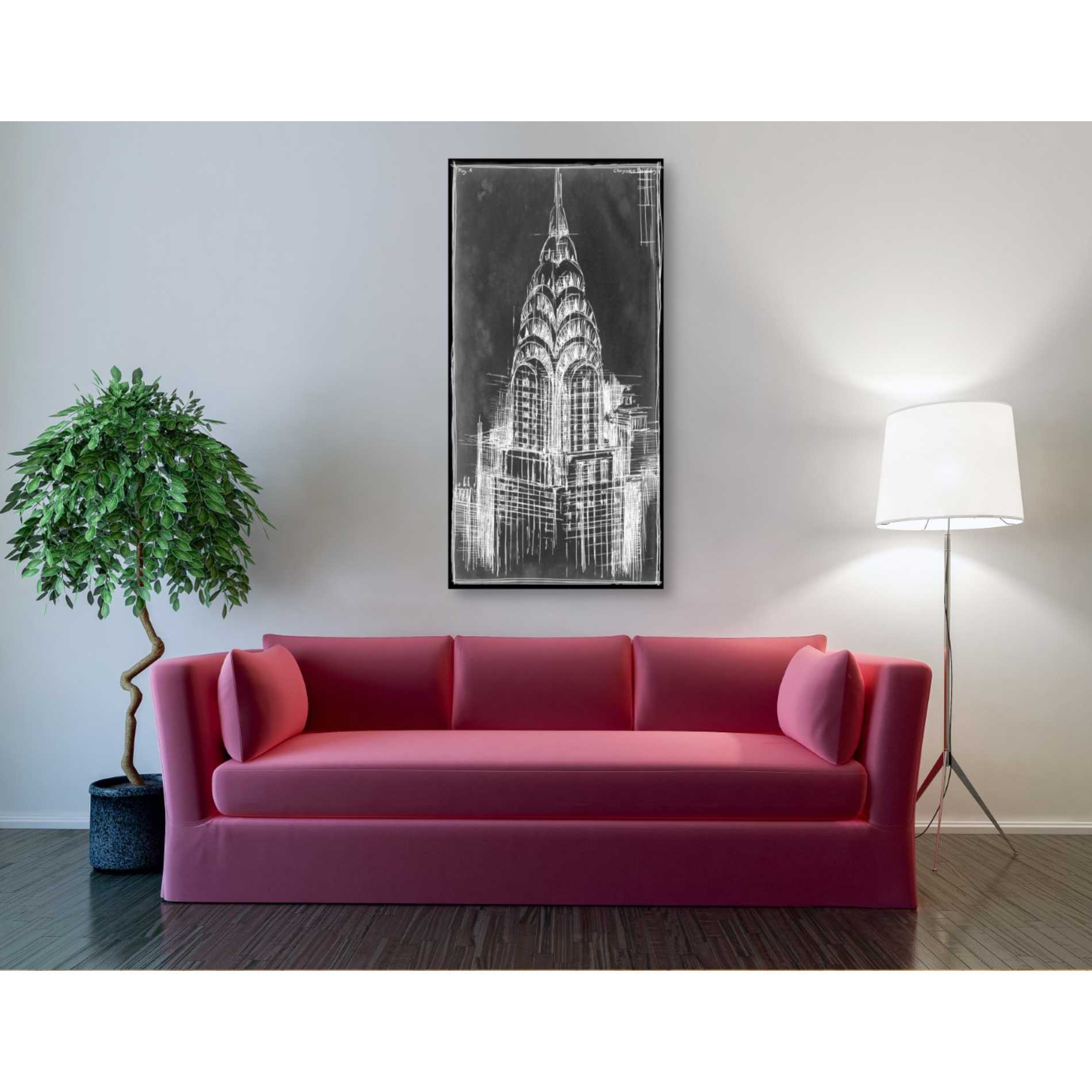 'Chrysler Blueprint' by Ethan Harper Canvas Wall Art,30 x 60