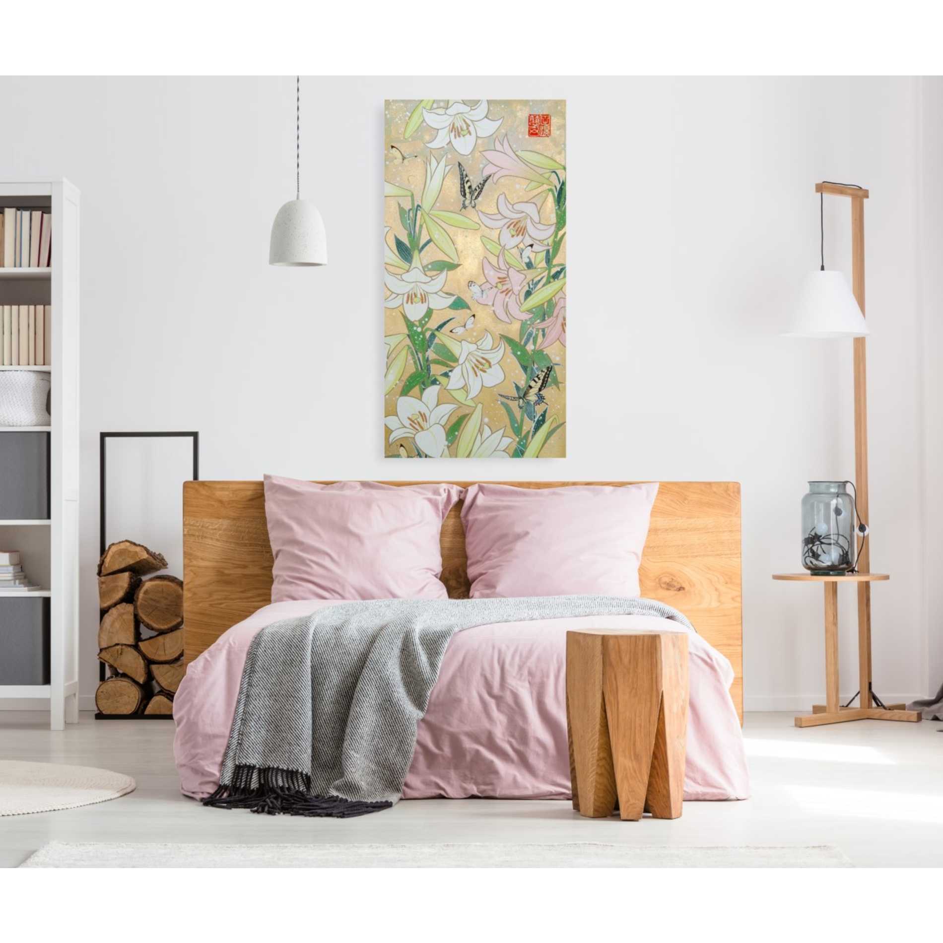 'Lily and Butterfly' by Zigen Tanabe, Giclee Canvas Wall Art