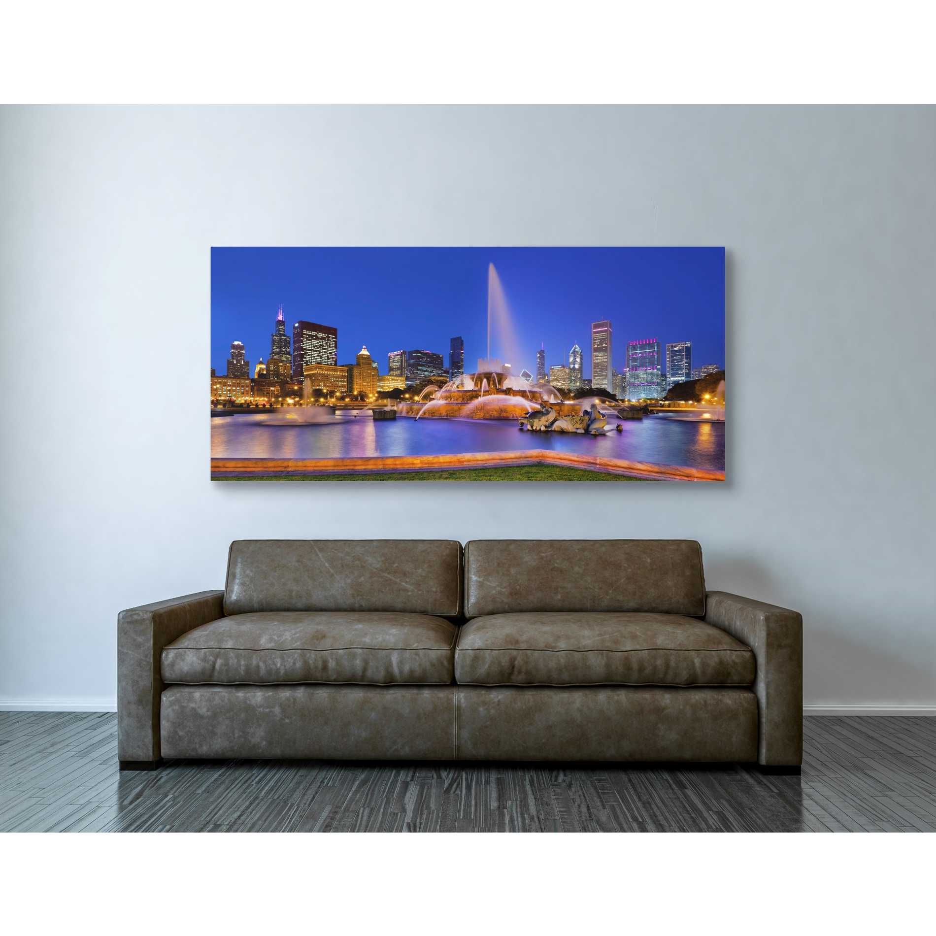 'Buckingham Fountain Pano,' Canvas Wall Art,30 x 60