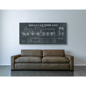 'Train Blueprint II' by Wild Apple Portfolio, Canvas Wall Art,30 x 60