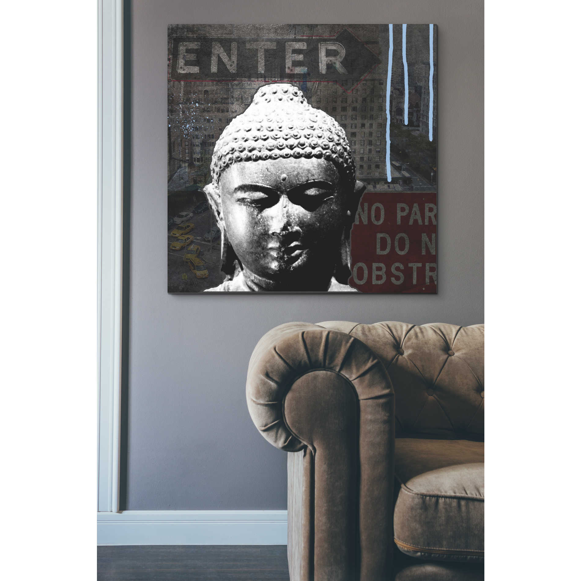 'Urban Buddha IV' by Linda Woods, Canvas Wall Art,37 x 37