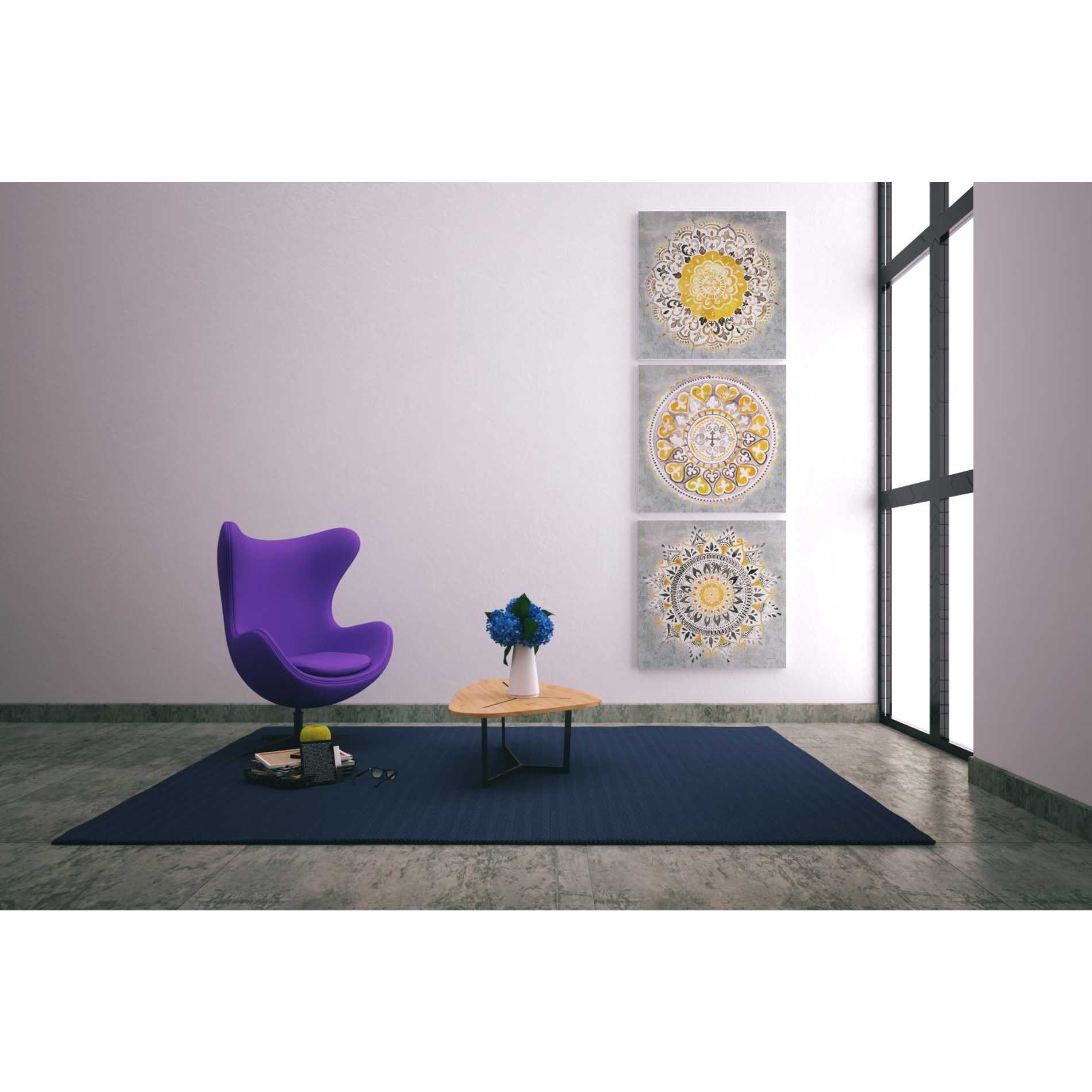 'Mandala Delight I Yellow Grey' by Danhui Nai, Canvas Wall Art,37 x 37