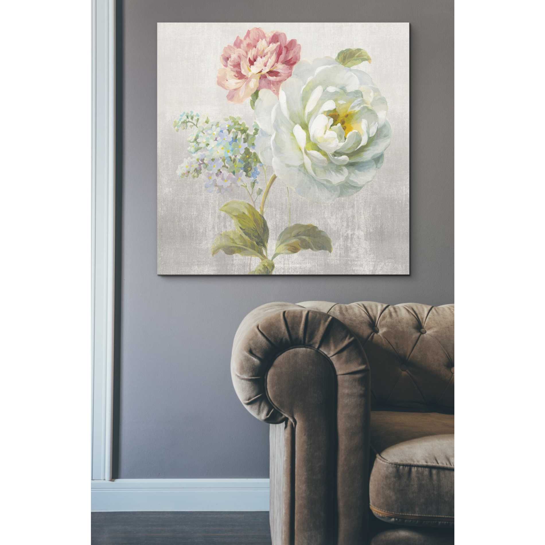 'Textile Floral Square I No Lace' by Danhui Nai, Canvas Wall Art,37 x 37
