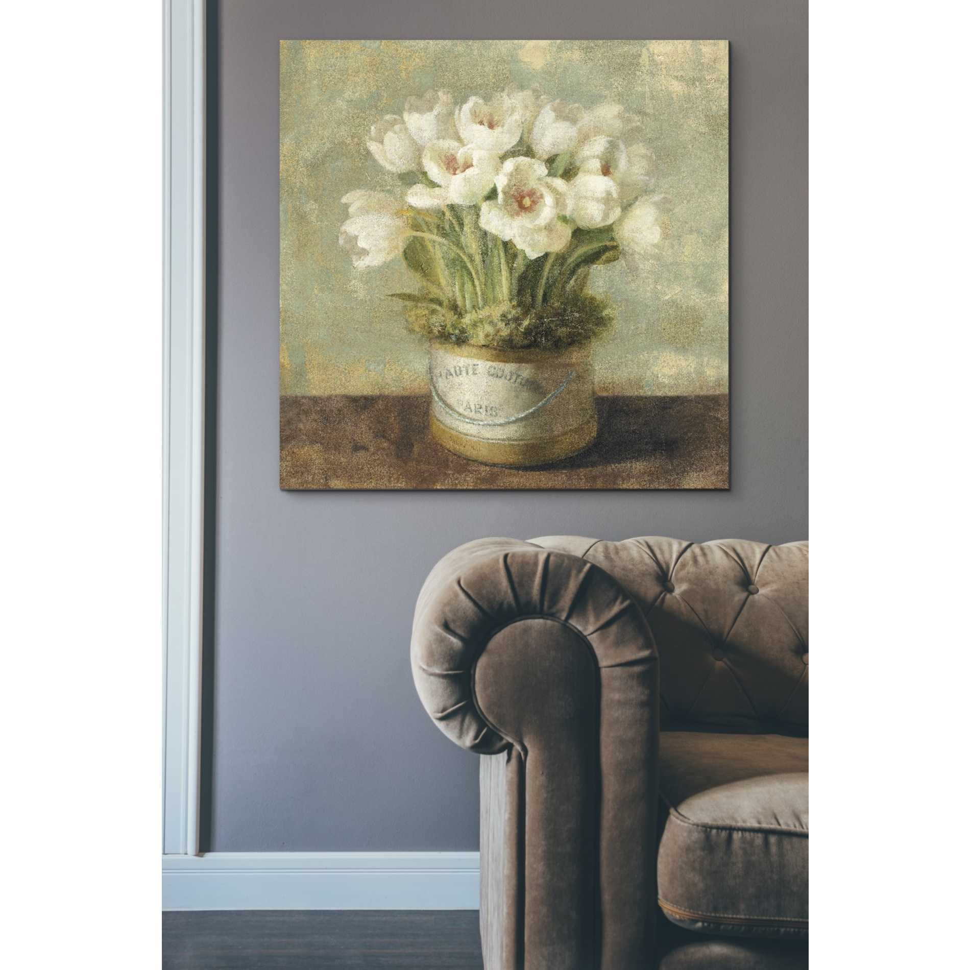 'Hatbox Tulips' by Danhui Nai, Canvas Wall Art,37 x 37