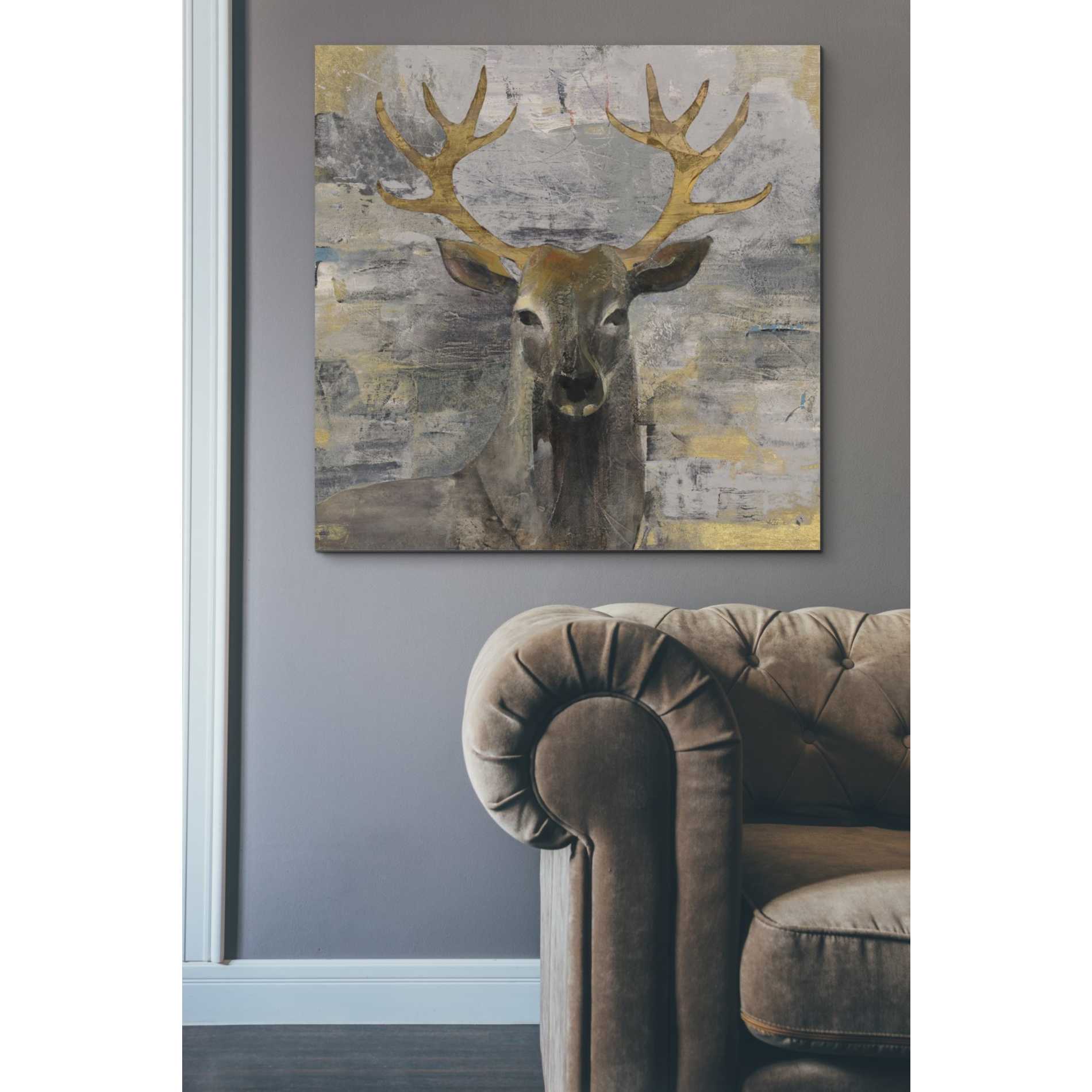 'The Leader Gold Light Grey' by Albena Hristova, Canvas Wall Art,37 x 37